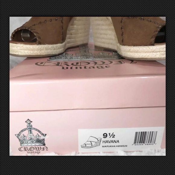 🆕Crown Vintage Mariana Brwn Heeled Mule Wedge 9.5 - Picture 7 of 7